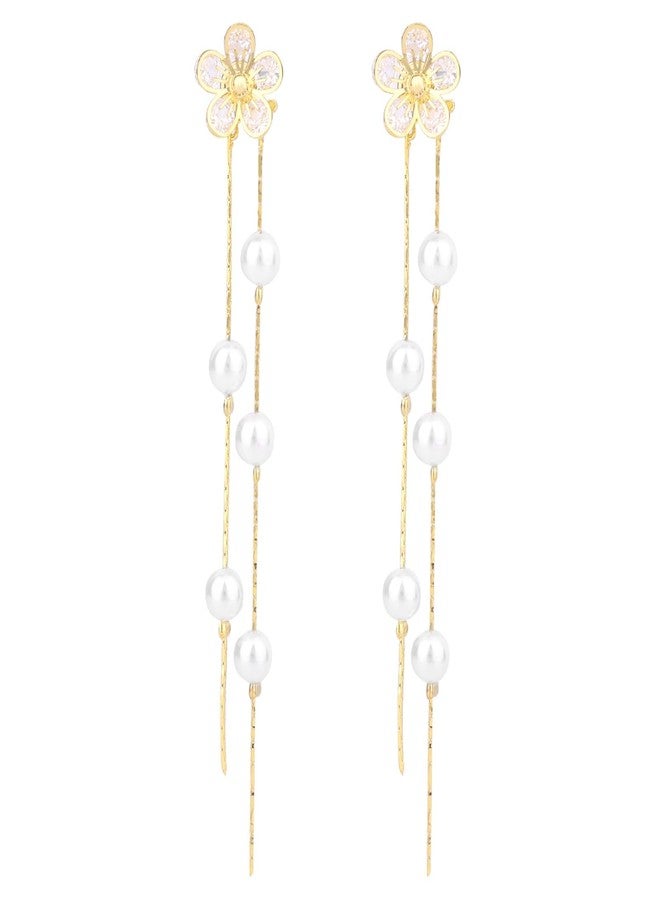 xinxingin 1 Pair Pearl Earrings for Women Stylish, New Chinese Retro Water Drop Earrings, Elegant Dangle Pearl Earrings for Brides, Weddings, Parties, Office Wear, Gift for Her - Image 1