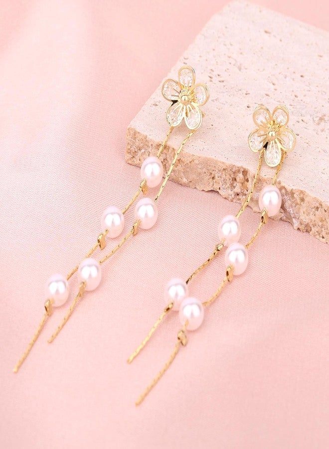 xinxingin 1 Pair Pearl Earrings for Women Stylish, New Chinese Retro Water Drop Earrings, Elegant Dangle Pearl Earrings for Brides, Weddings, Parties, Office Wear, Gift for Her - Image 5