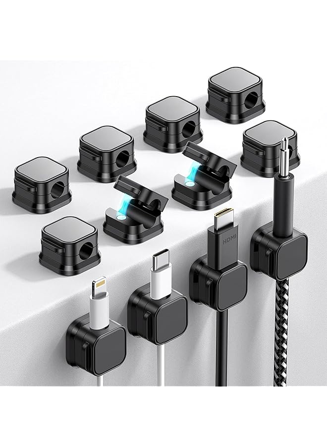 promass [12 Pack] Magnetic Cable Clips [Cable Smooth Adjustable] Cord Holder, Under Desk Cable Management, Adhesive Wire Holder Keeper Organizer for Home Office Desk Phone Car Wall Desktop Nightstand - Image 1