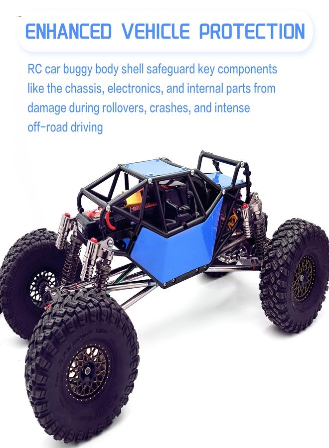 HOPLEX RC Roll Cage Rock Buggy Body Shell 1/10 Scale Nylon Rock Buggy Body Cage for Axial SCX10 SCX10 II, Durable RC Rock Crawler Upgrade(Blue) - Image 4