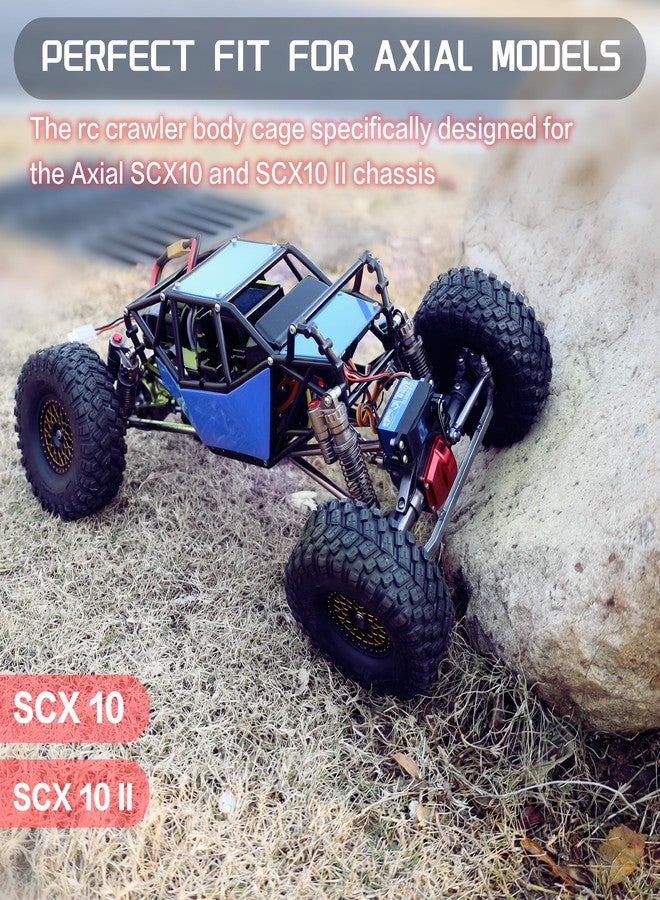 HOPLEX RC Roll Cage Rock Buggy Body Shell 1/10 Scale Nylon Rock Buggy Body Cage for Axial SCX10 SCX10 II, Durable RC Rock Crawler Upgrade(Blue) - Image 2