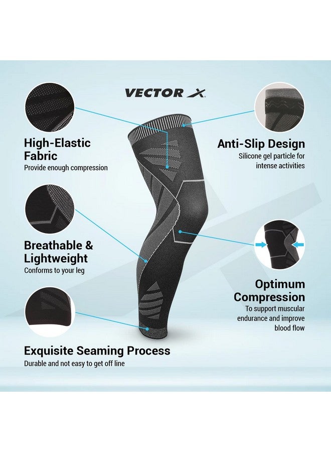 Vector X Long Knee Sleeve With Anti Slip (Small), Multicolor (M) - Image 2