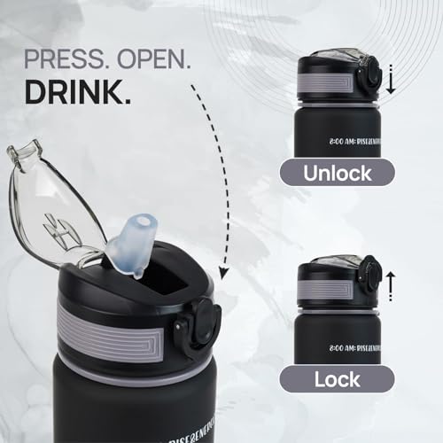 SKYTONE Water Bottle 1 Litre with Motivational Time Marker For Adults, Non-Toxic Water bottle for office, Water bottle for gym, Running Sports Water Bottle (1L SAPPHIRE BLACK) (Black) - Image 2