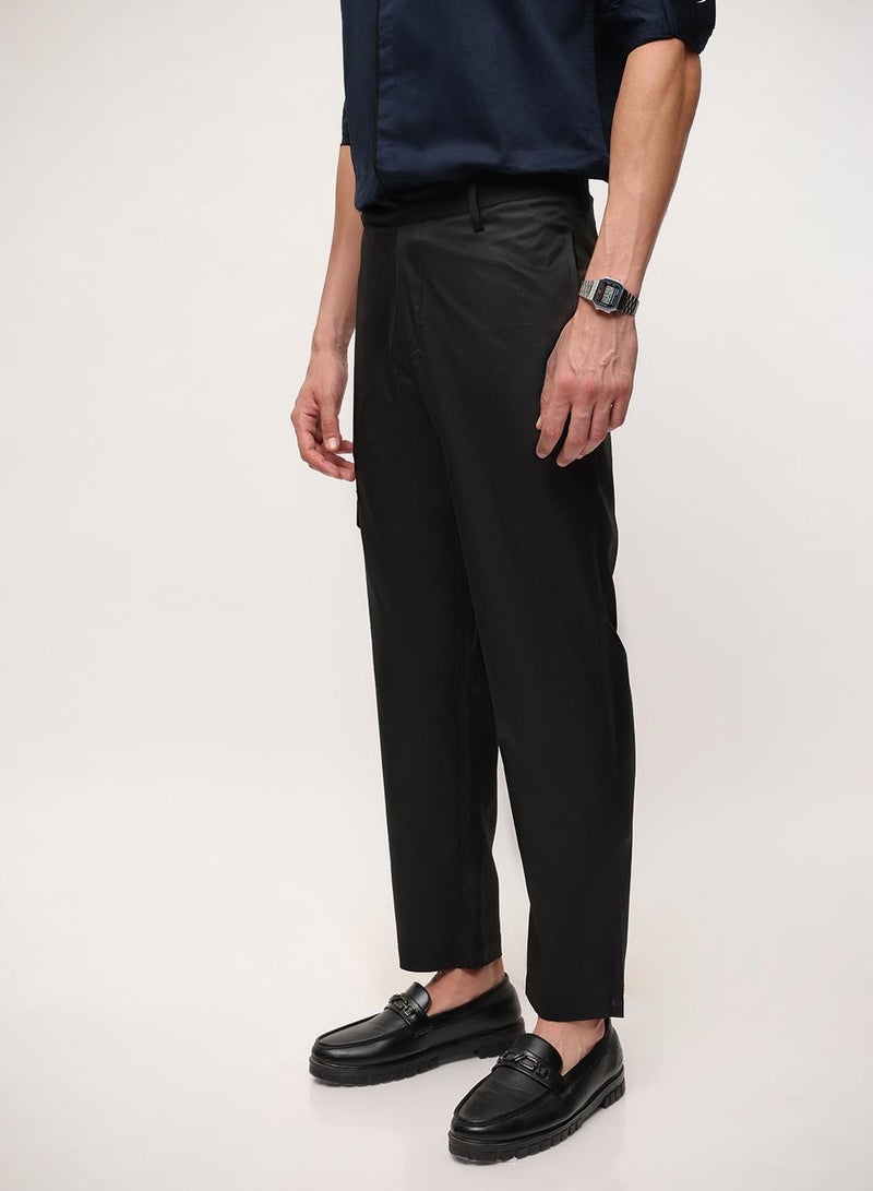 Dennis Lingo Black Cotton Solid Print Relaxed Chinos Trouser For Men - Image 2