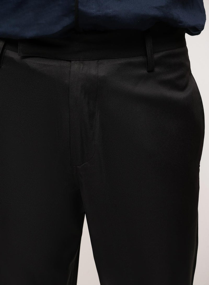 Dennis Lingo Black Cotton Solid Print Relaxed Chinos Trouser For Men - Image 3