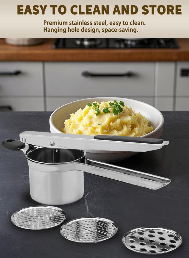 JETONN Potato Ricer, Heavy Duty Stainless Steel Potato Masher and Ricer for Mashed Potatoes, Kitchen Gadget for Mashed Potatoes with 3 Interchangeable Discs - Image 4