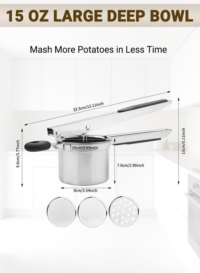 JETONN Potato Ricer, Heavy Duty Stainless Steel Potato Masher and Ricer for Mashed Potatoes, Kitchen Gadget for Mashed Potatoes with 3 Interchangeable Discs - Image 2
