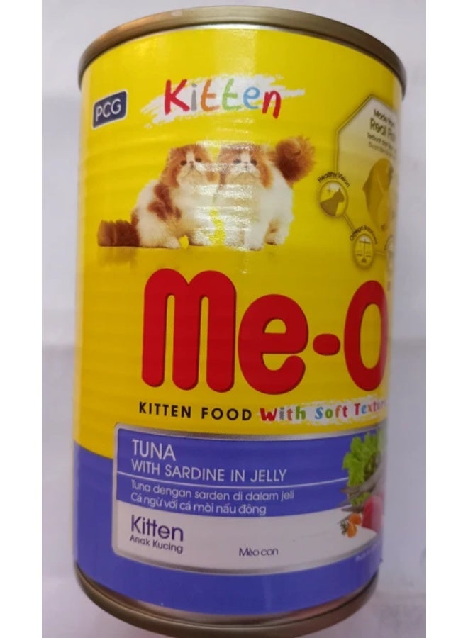 Me-O Kitten Wet Cat Food Tuna with Chunky Sardine in Jelly | DHA | Bone & Brain Growth | Kitten | 400g - Image 2