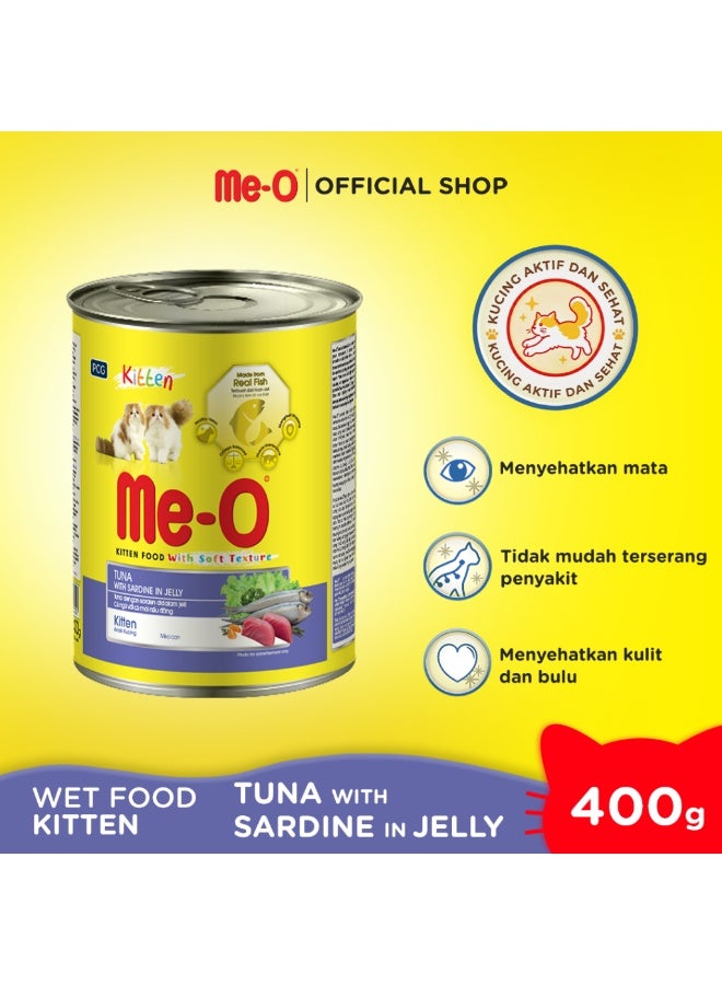 Me-O Kitten Wet Cat Food Tuna with Chunky Sardine in Jelly | DHA | Bone & Brain Growth | Kitten | 400g - Image 3