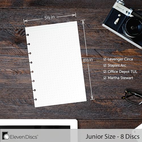 Eleven Discs Discbound Paper, Junior Size Blue Dot Grid Sheets - Premium 120gsm Heavyweight Notebook & Planner Refills - 8 Discs, 5.5 x 8.5 in - Punched for Circa, Arc, TUL (50 Sheets) - Image 4