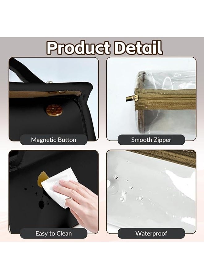 Travel Makeup Bag 4-in-1 Roll-Up,Capacity Cosmetic Bag for Women Portable Pouch Case Toiletry Bag Storage Organizer With 4 Detachable Removable - Image 3