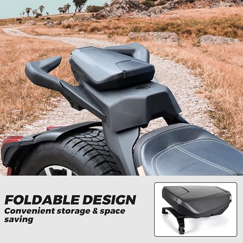 SAUTVS Black Foldable Passenger Backrest for Can-Am Ryker, Cast Aluminum Black Sport Passenger Back Rest Kit for Can Am Ryker 600 900 & Ryker Rally 2019-2023 Accessories (Replace #219400843) - Image 3