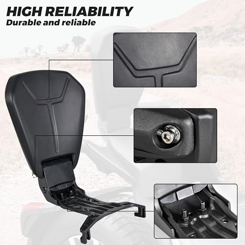 SAUTVS Black Foldable Passenger Backrest for Can-Am Ryker, Cast Aluminum Black Sport Passenger Back Rest Kit for Can Am Ryker 600 900 & Ryker Rally 2019-2023 Accessories (Replace #219400843) - Image 4