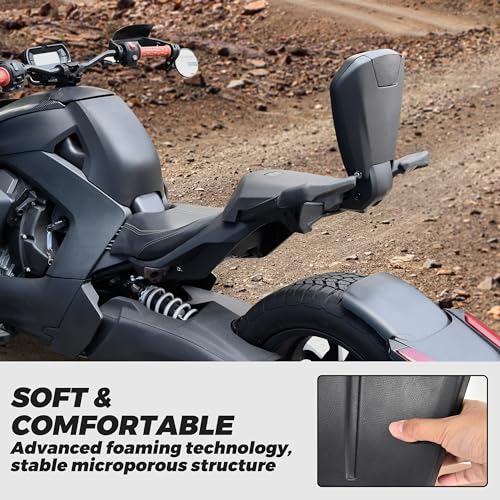 SAUTVS Black Foldable Passenger Backrest for Can-Am Ryker, Cast Aluminum Black Sport Passenger Back Rest Kit for Can Am Ryker 600 900 & Ryker Rally 2019-2023 Accessories (Replace #219400843) - Image 2