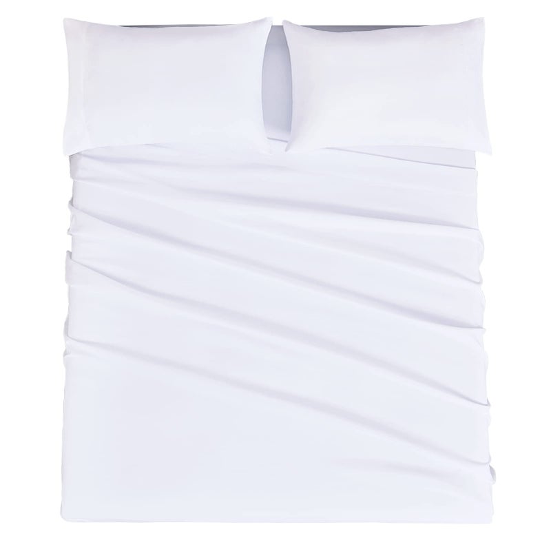 Mejoroom Full Size Sheet Sets  Hotel Luxury 1800 White Sheet  16 Inch Deep Pocket Bed Sheets Soft Breathable Wrinkle Fade  Stain Resistant  4 Piece Full White