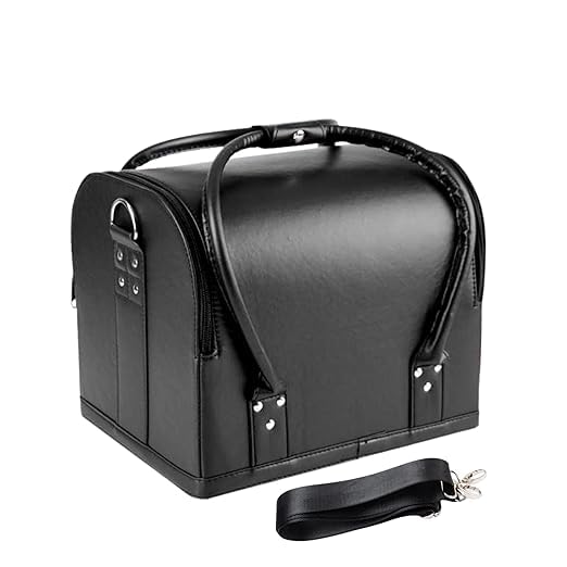 Qtavia Professional 35 Cms Beauty Make Up Case Nail Cosmetic Box Vanity Case Travel Cosmetic Organizer Bag Black Alligator Qtavia - Image 5