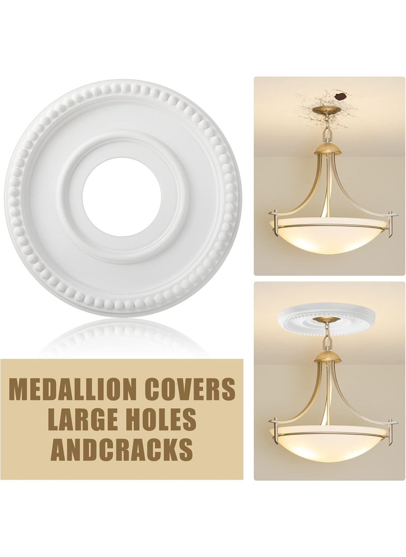 Moukeren 2 Pieces Ceiling Medallion Ceiling Fan Light Covers 12 12 OD x 3 78 ID x 34 P Smooth Ceiling Medallions for Light Fixtures Chandeliers Fan Medallion Round Ceiling Medallion Ring White  - Image 3