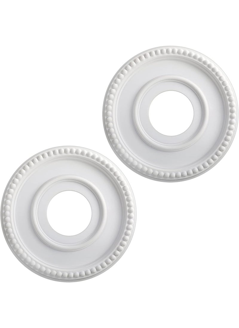 Moukeren 2 Pieces Ceiling Medallion Ceiling Fan Light Covers 12 12 OD x 3 78 ID x 34 P Smooth Ceiling Medallions for Light Fixtures Chandeliers Fan Medallion Round Ceiling Medallion Ring White  - Image 1