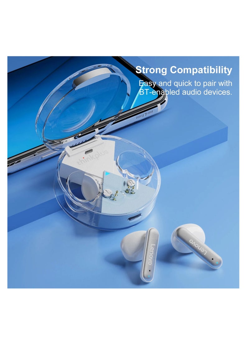 سماعة اذن لاسلكية لينوفو ثينك بلس بميكروفون تدعم خاصية تقليل الضوضاء صوت جهير ستريو بنظام هاي فاي اللون ابيض - Image 3