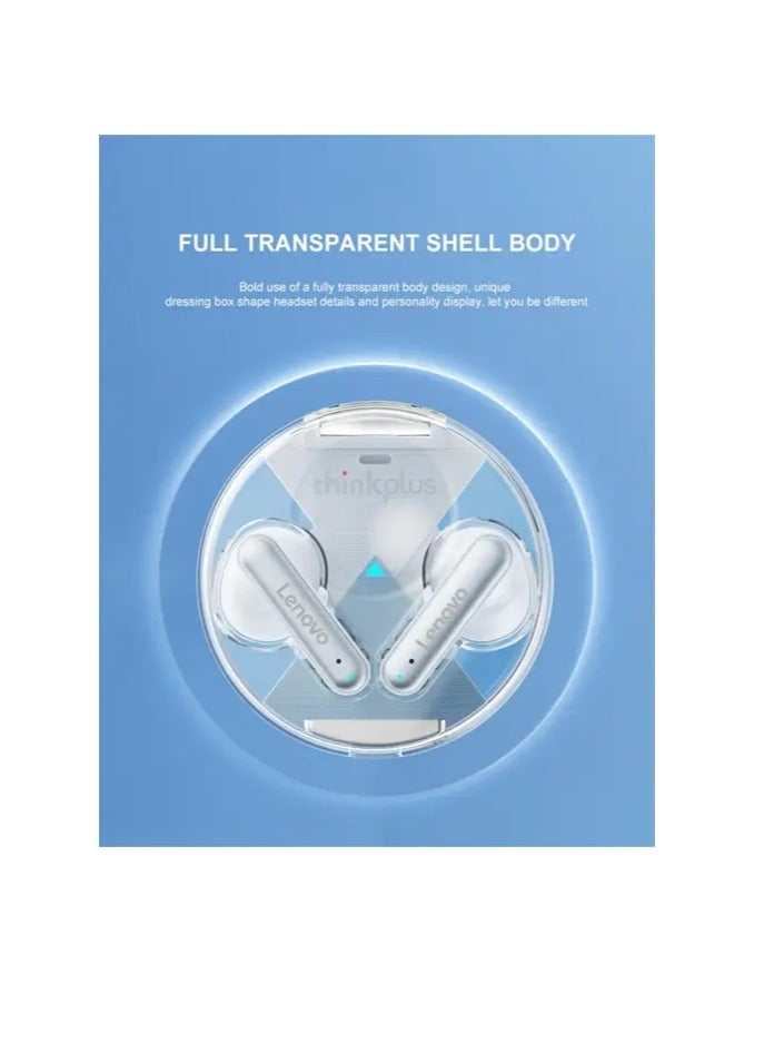 سماعة اذن لاسلكية لينوفو ثينك بلس بميكروفون تدعم خاصية تقليل الضوضاء صوت جهير ستريو بنظام هاي فاي اللون ابيض - Image 4