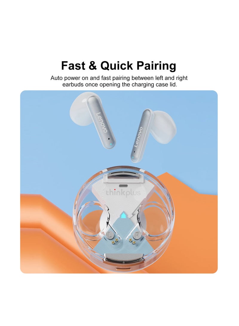 سماعة اذن لاسلكية لينوفو ثينك بلس بميكروفون تدعم خاصية تقليل الضوضاء صوت جهير ستريو بنظام هاي فاي اللون ابيض - Image 5