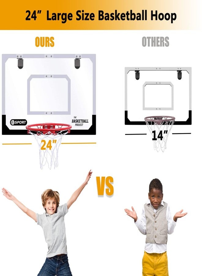 TNELTUEB Large Indoor Mini Basketball Hoop Set for Kids and Adult 24 X 16 Inch Board Family Games for Home and Office Door & Wall with 3 Balls and Complete Accessories, Basketball Toy Gift for Boys Girls Teens - Image 2