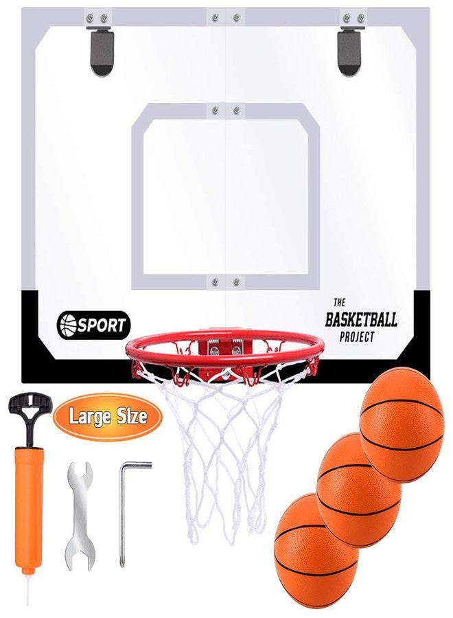 TNELTUEB Large Indoor Mini Basketball Hoop Set for Kids and Adult 24 X 16 Inch Board Family Games for Home and Office Door & Wall with 3 Balls and Complete Accessories, Basketball Toy Gift for Boys Girls Teens - Image 1