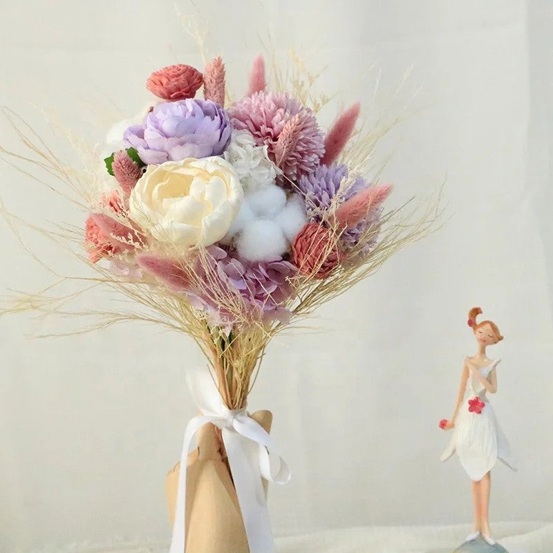 Y&D Handmade Mini Dried Flower Bouquet - Natural Dried Plants for Wedding, Christmas, Thanksgiving, Chinese New Year Decor, Bridal Bouquet - Image 4