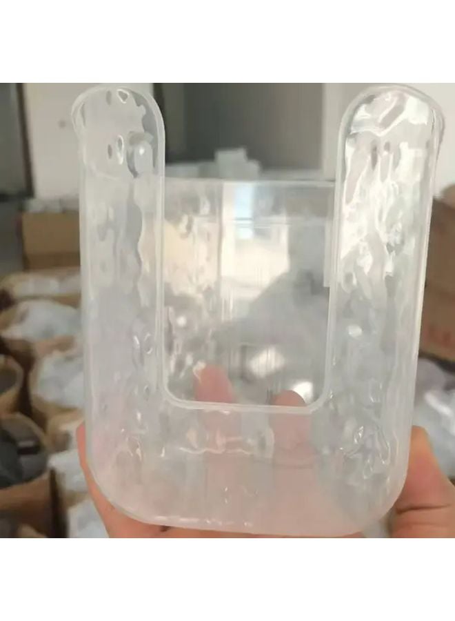 حامل مناديل مبللة أبيض مثبت على الحائط بغطاء شفاف لمنظم الحمام والمطبخ - Image 1