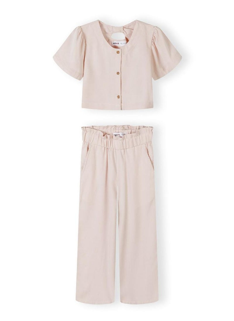 MINOTI Teen Girls Top and Wide-Leg Trousers Set with Buttons - Image 1