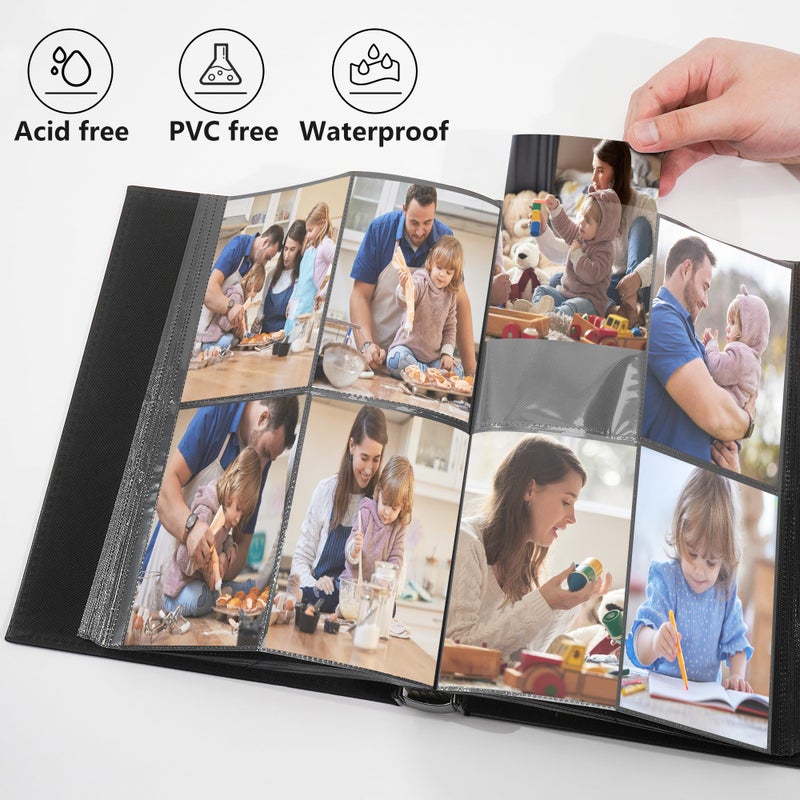 Vienrose Photo Album 400 4?6 Photos Vegan Leather Cover Photo Book Vertical Pockets for 4?6 Large Capacity Picture Album for Family Wedding Baby Anniversary(400 Pockets Dark Blue) - Image 3
