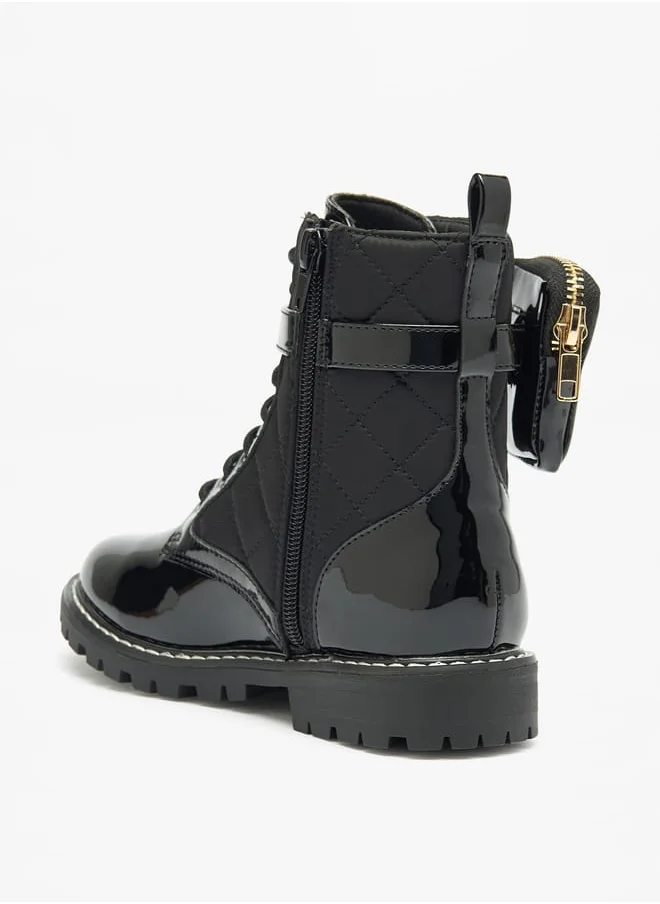 Little Missy Girls Quilted Boots with Side Pouch
