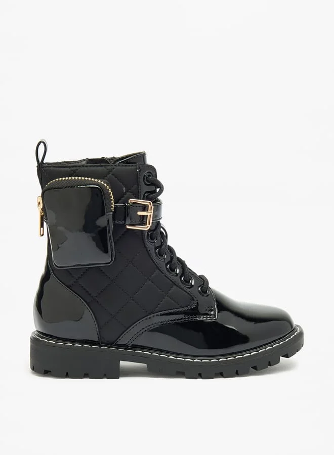 Little Missy Girls Quilted Boots with Side Pouch
