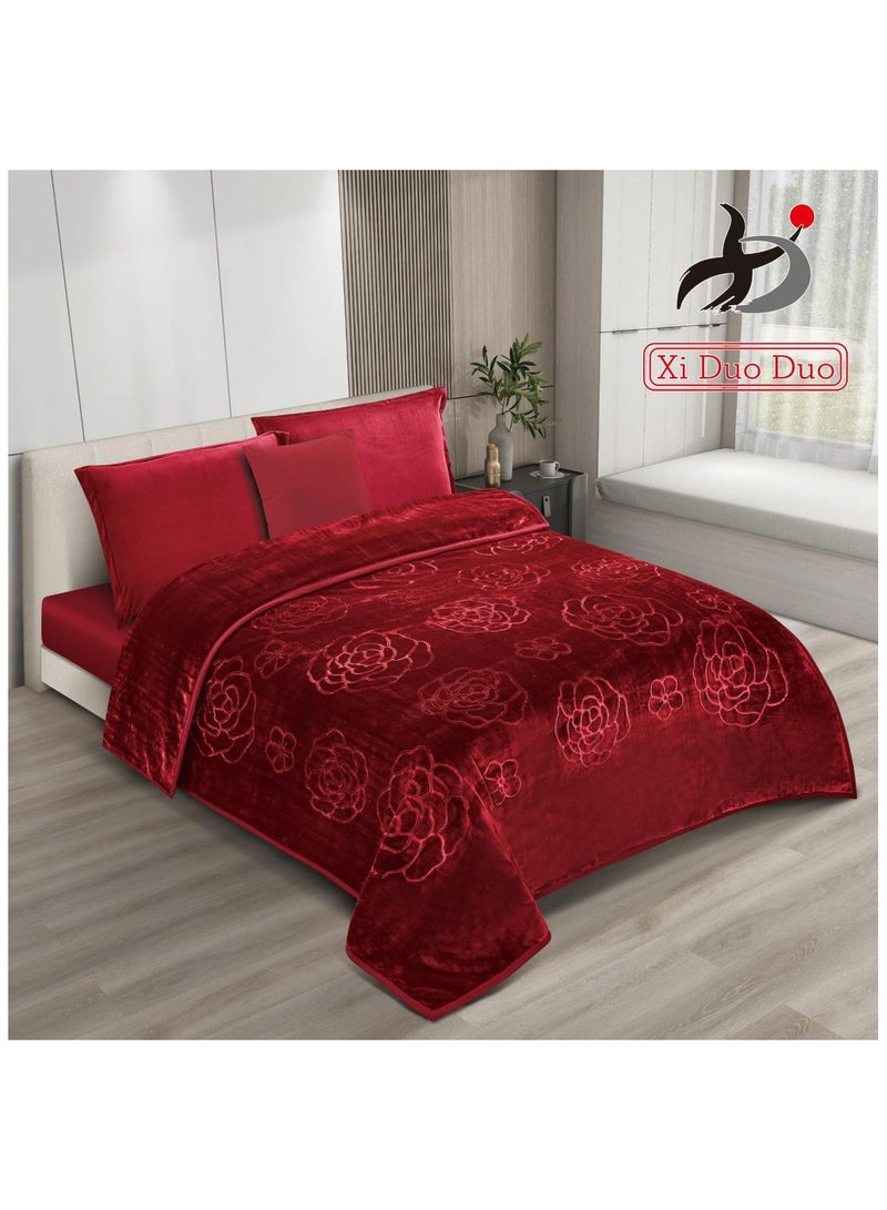 ART Two-sided blanket, weight 5 kg, engraved face, plain face with a super soft texture, king size 200*240 cm - Image 1
