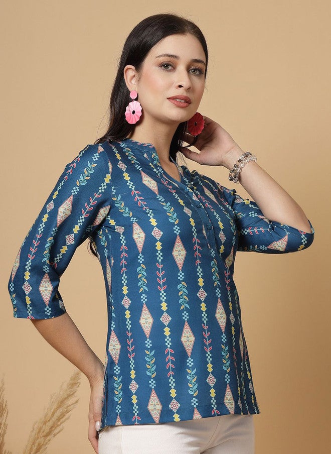 RAASSIO كُرتي مزخرف بنقوش عرقية للنساء - Image 3