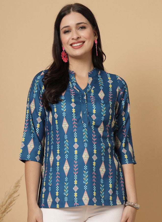 RAASSIO كُرتي مزخرف بنقوش عرقية للنساء - Image 1