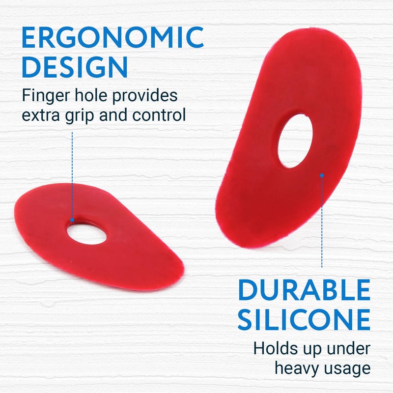 Impresa Pottery Tools & Ribs - 2-Pack Red Silicone Clay Ribs & Rubber Kidney - Soft Ceramic Smoother - Smooths & Shapes Clay & Removes Finger Marks for Wheel Throwing & Handbuilding - Image 3
