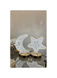 AWD Ramadan Crescent Crystal Table Light, Star Eid Light, Art Night Lights Home Ramadan Decoration, Muslim Ramadan Table Light Crafts Desktop Decoration Eid Ornaments Gifts.  - Image 1