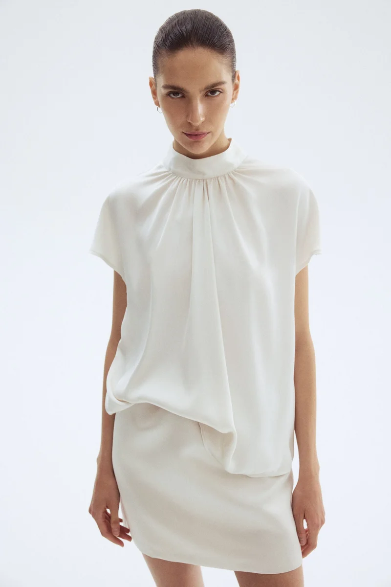 H&M Stand-collar satin blouse