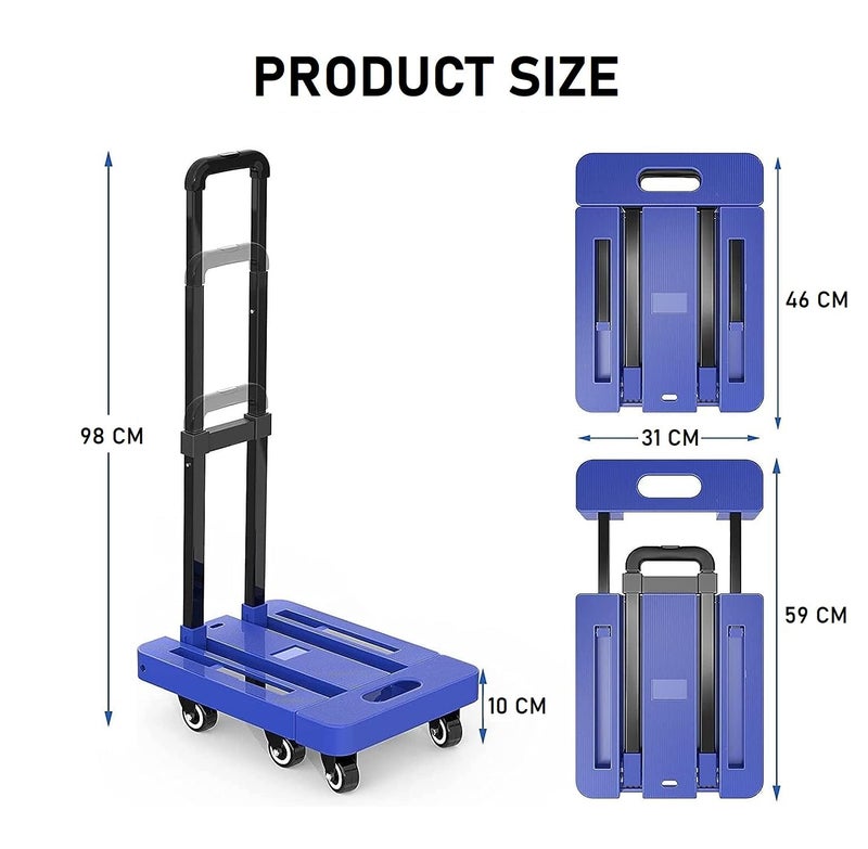 XXSSIER Foldable Platform Trolley for Heavy Weight/Material Handling Goods with Capacity of 150KG with 6 Wheels (Includes String and Trolley) - Image 4