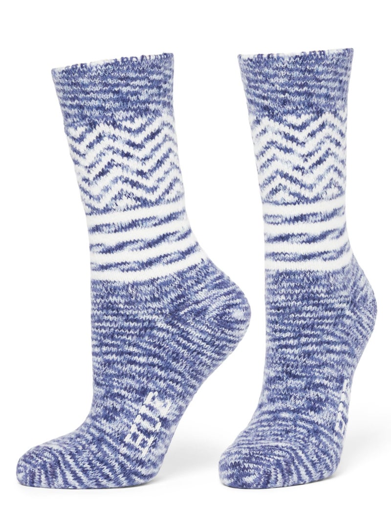 HUE Women's Crew Length Boot Socks, 2 Pair Pack, Blue Geo Spacedye, One Size - Image 3