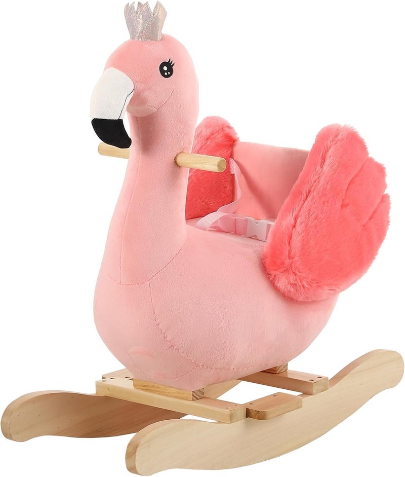 FUNLIO Flamingo Baby Rocking Horse for Toddlers 6 Months to 3 Years Cute Graceful Pink Swan Rocker for Baby Girl Stuffed Plush Rideon Rocking Animal Easy to Assemble CPC CE Certified