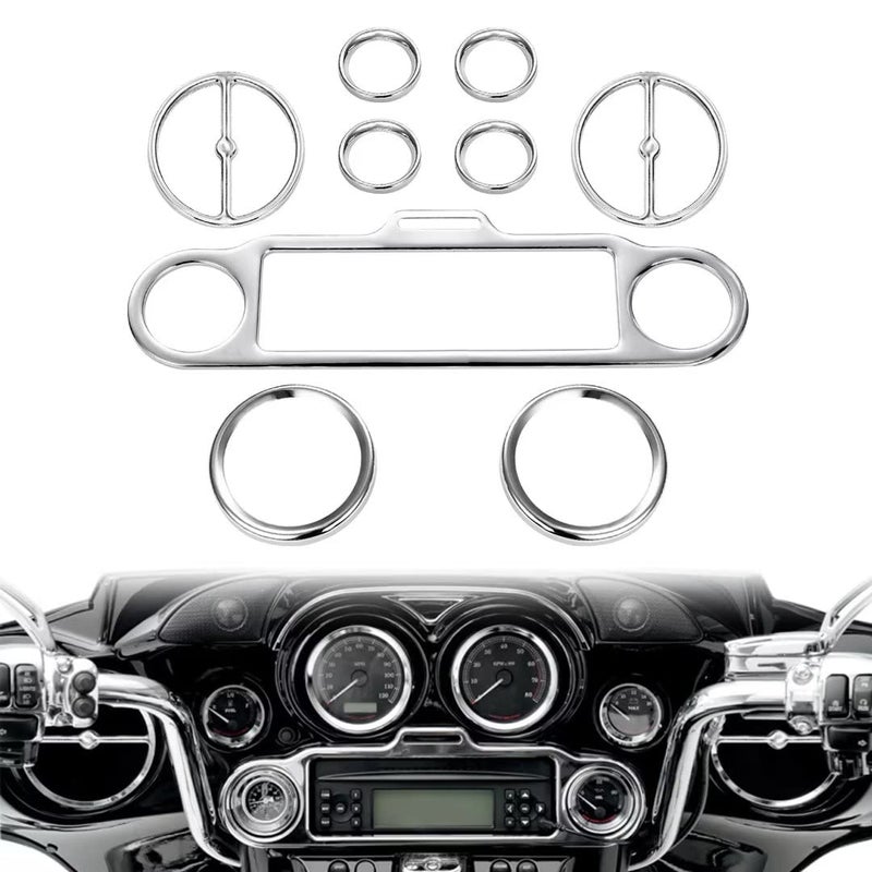 9 PCS Stereo Accent Speedometer Speaker Trim Loop Set Compatible for Harley Davidson Electra Street Glide Ultra Classic Models 19862013