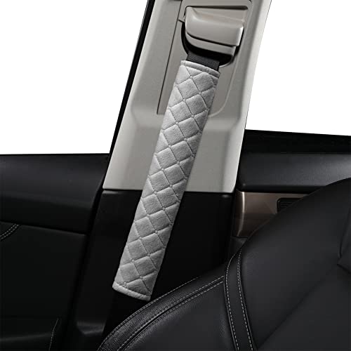 HighnessHwoo Extra Long Seatbelt Covers for Adults Kids Women Men Soft Car Seat Belt Strap Cushion for Sedan SUV Trucks Shoulder Neck Chest Protector Pads Auto Accessories 2pcs Gray 13in - Image 1