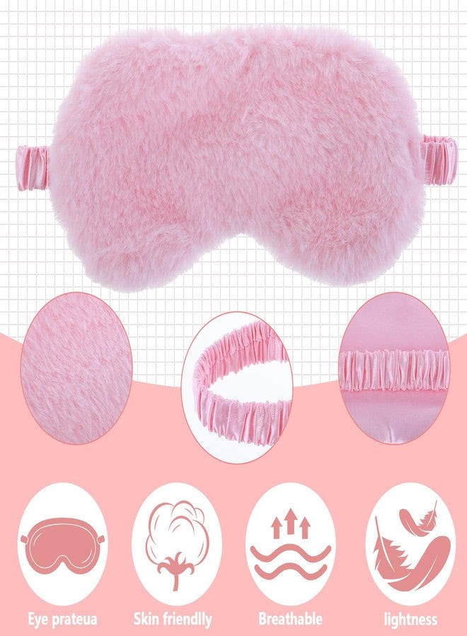 oruola قناع نوم للأطفال من أورولا، قطعتان، قناع نوم مريح للبنات، قناع نوم للأطفال، قناع نوم مخملي مع غطاء للعينين، ظهر من الساتان، قناع نوم من الفرو الصناعي للأطفال والنساء والرجال، قناع نوم وردي - Image 4