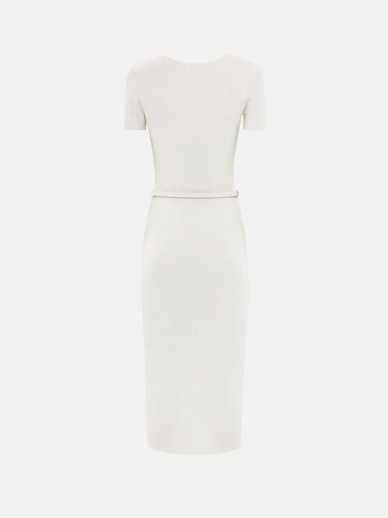 Lichi Knitted midi dress with buttons at the front and matching belt