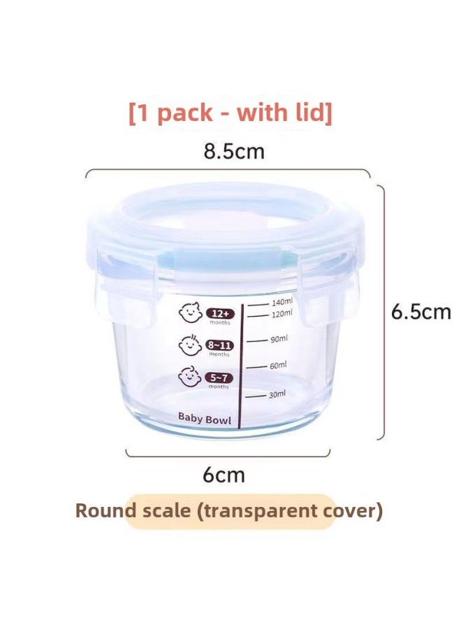 Generic - Glass Food Supplementary Box Preservation Bowl Mini Small Capacity Portable High Temperature Resistant Microwave Cooking Suit Tableware-Specifications:Transparent Cover With Scale (round 130ml) - Image 1