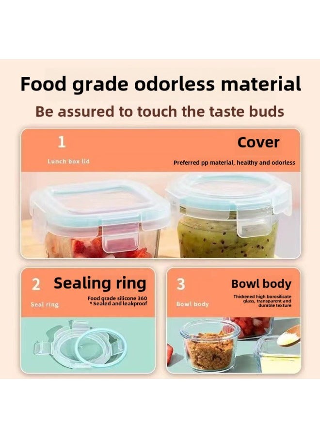 Generic - Glass Food Supplementary Box Preservation Bowl Mini Small Capacity Portable High Temperature Resistant Microwave Cooking Suit Tableware-Specifications:Transparent Cover With Scale (round 130ml) - Image 1
