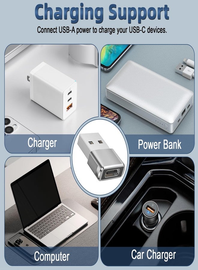 Herfair USB C Female to USB Male Adapter 5-Pack Type C to USB A Converter for Charging/Data Compatible with iPhone 15 Plus/Pro Max,iPad Pro/Air 4/Mini 6,Samsung Galaxy S24/S23/S22/S21,More (Silver) - Image 5