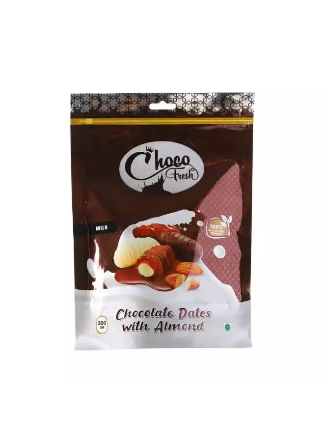 Choco Fresh تواريخ الشوكولاتة بالحليب الطازج مع اللوز - 300 جرام - Image 1